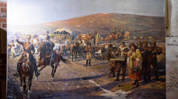 Fragment „Panoramy Siedmiogrodzkiej” po gruntownej konserwacji w Muzeum Okręgowym w Tarnowie. Fot. PAP/P. Topolski