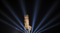 Gdańsk, 01.09.2019. Pomnik Obrońców Wybrzeża podczas porannych uroczystych obchodów 80. rocznicy wybuchu II wojny światowej na Westerplatte. Fot. PAP/A. Warżawa