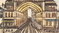 Nikifor Krynicki, Architektura fantastyczna z motywem dworca kolejowego. Źródło: DESA Unicum