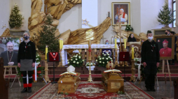 Gorzów Wielkopolski, 26.01.2021. Msza pogrzebowa biskupów Adama Dyczkowskiego i Antoniego Stankiewicza w kościele pw. Pierwszych Męczenników Polski. Fot. PAP/L. Muszyński