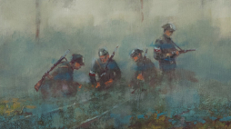 Maciej Milewski "Akcja BCh pod Porajem, październik 1944". Źródło: Muzeum Niepodległości w Warszawie