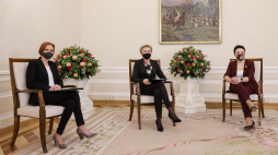 Dyskusja o języku w pandemii w Pałacu Prezydenckim. Fot. Grzegorz Jakubowski / KPRP