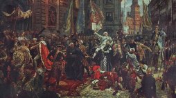 Obraz Jana Matejki „Konstytucja 3 Maja 1791” w zbiorach Zamku Królewskiego w Warszawie. Fot. PAP/Reprodukcja/J. Grelowski