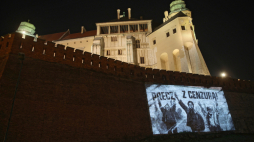 Pokaz mappingu na murach Zamku Królewskiego na Wawelu w Krakowie. Fot. PAP/ Ł. Gągulski