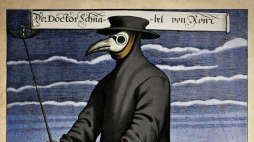 Doktor plagi – lekarz w stroju ochronnym podczas epidemii dżumy. Źródło: Wikimedia Commons