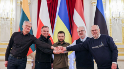 Prezydenci Polski, Estonii, Litwy i Łotwy z wizytą w Kijowie. 13.04.2022. Fot. Jakub Szymczuk / KPRP