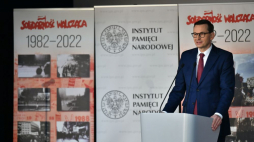 Premier Mateusz Morawiecki na obchodach 40. rocznicy powstania Solidarności Walczącej w siedzibie NSZZ Solidarność we Wrocławiu. Fot. PAP/M. Kulczyński