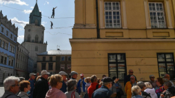 Carnaval Sztukmistrzów Urban Highline Festival w Lublinie. 2020 r. Fot. PAP/W. Jargiło