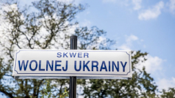 Kraków, 12.07.2022. Uroczystość nadania zlokalizowanemu między ul. Krowoderską a Skwerem Biborskiego w Krakowie skwerowi imienia Wolnej Ukrainy. Fot. PAP/Art Service 2