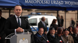 Kraków, 27.09.2022 r. Prezes IPN Karol Nawrocki. Uroczystość poświęcona pamięci żołnierzy i cywilów tworzących tajne struktury państwa polskiego podczas II wojny światowej.