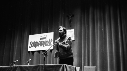 Szef Regionu Małopolska NSZZ „S” Mieczysław Gil. 1981 r. Fot. PAP/J. Ochoński
