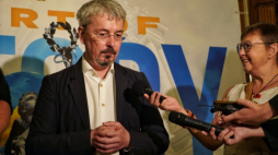 Minister kultury Ukrainy Oleksandr Tkaczenko. Fot. PAP/A. Solomonova