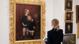 Obraz Jana Matejki „Portret Zdzisława i Bolesława Włodków jako dzieci” z 1862 r. na wystawie przedaukcyjnej w Galerii Domu Aukcyjnego Polswiss Art w Warszawie. Fot. PAP/P. Supernak