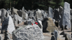 Kamienie różnej wielkości symbolizujące macewy – żydowskie nagrobki, upamiętniające 900 000 Żydów zamordowanych przez Niemców w Treblince. Fot. PAP/P. Supernak