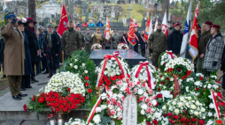 Centralne uroczystości z okazji Narodowego Święta Niepodległości na Rossie, przy mauzoleum Józefa Piłsudskiego. Wilno, 11.11.2022. Fot. PAP/V. Doveiko