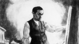 Reprodukcja rysunku Brunona Schulza ze zbiorów prywatnych Jerzego Ficowskiego: Bruno Schulz, autoportret, 1921 r. Fot. PAP/Reprodukcja/T. Prażmowski