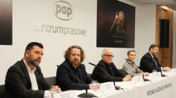 Prezes zarządu Polskiej Agencji Prasowej Wojciech Surmacz, prezes zarządu Telewizji Polskiej Mateusz Matyszkowicz, przewodniczący Rady Mediów Narodowych Krzysztof Czabański, prezes zarządu Polskiego Radia Agnieszka Kamińska i prezes zarządu, redaktor naczelny Radia Kraków Mariusz Bartkowicz podczas konferencji prasowej dot. nominacji do Nagrody Mediów Publicznych. Fot. PAP/P. Supernak