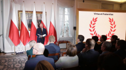 Warszawa, 20.12.2022. Sekretarz Stanu w Kancelarii Prezydenta Rzeczypospolitej Polskiej Wojciech Kolarski podczas uroczystości wręczenia Medali Virtus et Fraternitas w Belwederze. Fot. PAP/A. Zawada 