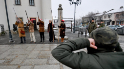 Rozpoczęcie centralnych obchodów 160. rocznicy wybuchu Powstania Styczniowego na Rynku Wielkim w Szydłowcu. 20.01.2023. Fot. PAP/P. Polak