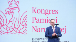 Prezes Instytutu Pamięci Narodowej Karol Nawrocki na Kongresie Pamięci Narodowej. Fot. PAP/M. Marek