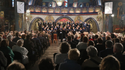 Koncert ryskiego chóru „Accolada” inaugurujący 42. Międzynarodowy Festiwal Hajnowskie Dni Muzyki Cerkiewnej w Soborze św. Trójcy w Hajnówce. Fot. PAP/A. Reszko