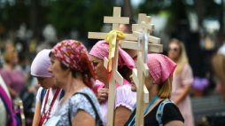 Uczestnicy 38. Pieszej Pielgrzymki Prawosławnej na Świętą Górę Grabarkę. Fot. PAP/M. Zieliński
