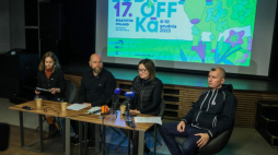 Od lewej: koordynatorka festiwalu Monika Piskurewicz, dyrektor artystyczny i pomysłodawca Żubroffki Maciej Rant, dyrektor Białostockiego Ośrodka Kultury Grażyna Dworakowska oraz animator kultury, promotor polskiej kinematografii w kraju i za granicą Krzysztof Sienkiewicz podczas konferencji prasowej nt. 17. Międzynarodowego Festiwalu Filmów Krótkometrażowych "Żubroffka". Fot. PAP/A. Reszko
