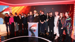Zbiorowe zdjęcie uczestników uroczystego ogłoszenia nominacji do 26. edycji nagród filmowych "Orły" w Studio Canal Plus. Warszawa, 08.02.2024.  Fot. PAP/L. Szymański