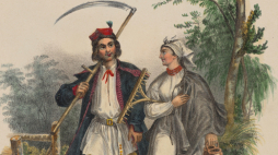 Jan Nepomucen Lewicki (1795-1871) „Krakowiacy, ubiór codzienny”, ok. 1841 r. Źródło: Polona.