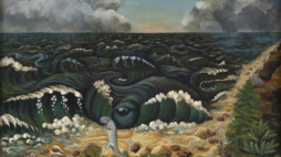 Prezentowany na wystawie obraz Teofila Ociepki "Gra morskich fal". Źródło: MNW.