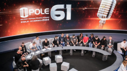 Artyści na konferencji prasowej i prezentacji gwiazd 61. Krajowego Festiwalu Piosenki Polskiej - Opole 2024. Fot. PAP/A. Zawada