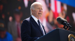 Prezydent USA Joe Biden podczas obchodów 80. rocznicy lądowania w Normandii w Colleville-sur-Mer. Fot. PAP/EPA