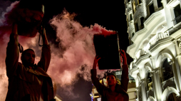 Występ Teatru Ósmego Dnia podczas Festiwalu Białej Nocy w Skopje. PAP/EPA/Georgi Licovski