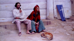 Aleksander Gierymski, Trumna chłopska, 1894-95, olej na płótnie. W zbiorach Muzeum Narodowego w Warszawie. Fot. PAP/meg/Reprodukcja Tomasz Prażmowski