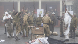 Tragedia Górnośląska - rekonstrukcja wydarzeń z 1945 r. w trakcie których doszło do masakry mieszkańców Bytomia - Miechowic, fot. PAP/D. Gajda