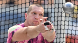 Młociarz Wojciech Nowicki przekazał muzeum swoje buty treningowe. Nz.  Nowicki w konkursie rzutu młotem podczas lekkoatletycznego mityngu Diamentowej Ligi - Memoriału Kamili Skolimowskiej  w Chorzowie w 2024 r. (js) PAP/Adam Warżawa