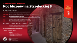 Plakat zapowiadający Noc Muzeów w Izbie Pamięci przy. ul Strzeleckiej w Warszawie 