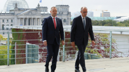 Kanclerz Niemiec Friedrich Merz i prezydent RP Karol Nawrocki w Berlinie. Fot. PAP/Paweł Supernak
