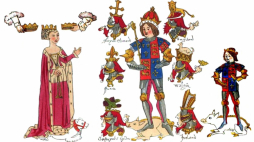 Iluminacja z 1483 r. przedstawiająca króla Ryszarda III, jego żonę Annę Neville i ich syna Edwarda. Źródło: en.wikipedia
