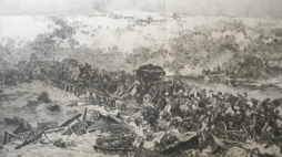 Obraz Juliana Fałata „Odwrót spod Berezyny” z 1890 r. Po przegraniu tej bitwy Napoleon musiał się wycofać z Rosji. Fot. PAP/Alamy Stock Photo 