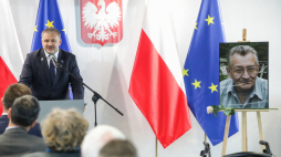 Waldemar Żurek, minister sprawiedliwości podczas uroczystości nadania sejmowej sali imienia Leszka Moczulskiego. Fot. PAP/Tomasz Gzell