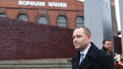 16 grudnia 2024, Karol Nawrocki jako prezes IPN podczas uroczystości z okazji rocznicy pacyfikacji kopalni Wujek w Katowicach. Fot. PAP/Michał Meissner