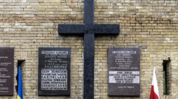 Tablica w Twierdzy Kijowskiej upamiętniająca zamordowanych przez Moskali uczestników powstania styczniowego. Fot. PAP/Vladyslav Musiienko 