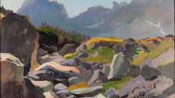 Obraz Stanisława Gałka Kościelec i Świnica z Doliny Gąsienicowej wylicytowany na aukcji w Desa Unicum za 17 tys. zł. Fot. Desa Unicum