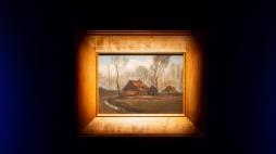 „Wiejskie chaty pośród drzew” Vincenta van Gogha, obrz z Kolekcji im. Jana Pawła II w Warszawie. Fot. PAP/Mateusz Reklajtis