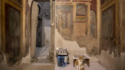 Część fresków odkrytych w Villa di Poppea. Fot. PAP/Abaca