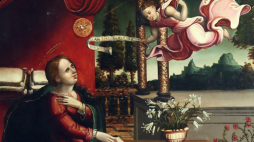 XVI-wieczny obraz szkoły nadreńskiej "Zwiastowanie".  Fot. PAP/Leszek Szymański