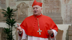 Nowy serbski kardynał Ladislav Nemet podczas wizyty kurtuazyjnej na zakończenie uroczystości konsystorza, Watykan, 7 grudnia 2024 r. Fot. EPA/FABIO FRUSTACI Dostawca: PAP/EPA