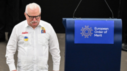 Lech Wałęsa w siedzibie Parlamentu Europejskiego w Strasburgu podczas uroczystości wręczenia Europejskich Orderów Zasługi. Fot. PAP/Wiktor Dąbkowski 