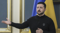 Kijów, Ukraina, 25 marca 2025 r. Prezydent Ukrainy Wołodymyr Zełenski przemawia na konferencji prasowej. Fot. EPA/STRINGER Źródło: PAP/EPA